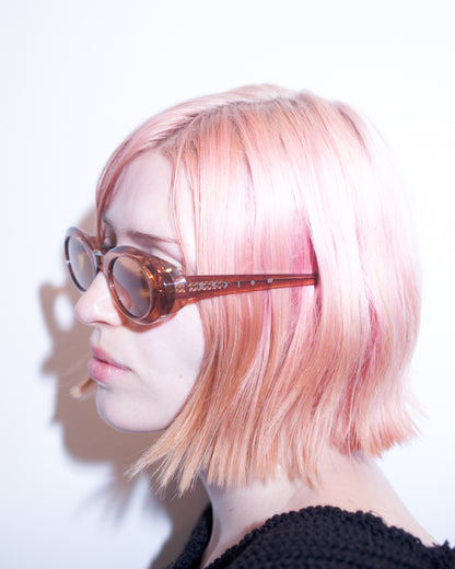 OVAL ACETATE SUNGLASSES (PINK/SHEER)